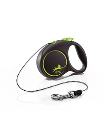 FLEXI Laisse automatique Black Design XS Corde 3m Vert