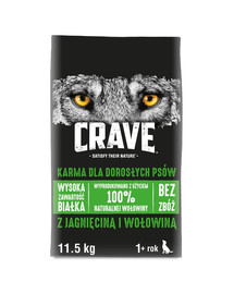 CRAVE Croquettes 11,5kg agneau et boeuf (sans céréales pour chien adulte)