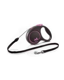 FLEXI Black Design S Cord 5 m pink guinzaglio automatico