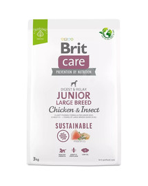 BRIT Care Sustainable Junior Large Breed cibo secco con pollo e insetti 3 kg