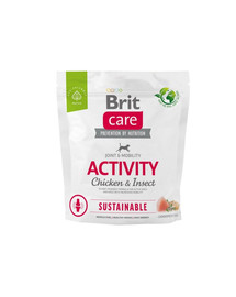 BRIT CARE Dog Sustainable Activity chicken insekt per cani adulti attivi con pollo e insetti 1kg