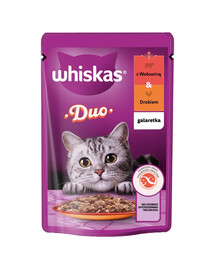 WHISKAS Adult saszetka 85 g mokra karma dla dorosłych kotów w galaretce z wołowiną i drobiem