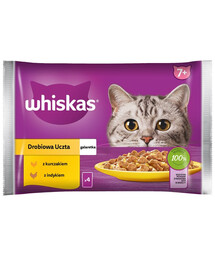 WHISKAS Senior saszetka 85g Drobiowa Uczta mokra karma dla starszych kotów w galaretce z: kurczakiem, indykiem