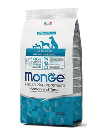 MONGE Dog Hypoallergenic All Breeds 2,5 kg - salmone e tonno
