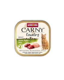 ANIMONDA Carny Country Adult Chicken, Veal, Vension 32x100 g kurczak, cielęcina i wieprzowina dla dorosłych kotów