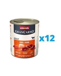 ANIMONDA GranCarno zestaw z wołowiną i kurczakiem 12 x 800 g