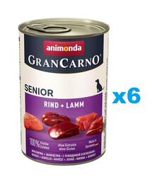 ANIMONDA GranCarno Senior zestaw z jagnięciną i cielęciną 6 x 400 g