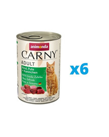 ANIMONDA Carny Adult zestaw wołowina, indyk i królik 6 x 400 g