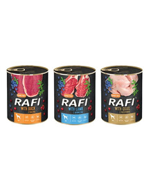 DOLINA NOTECI RAFI mix gusti anatra, quaglia, agnello 36 x 400g