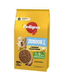 PEDIGREE Junior 500 g z drobiem i warzywami dla dorastających psów dużych i średnich ras
