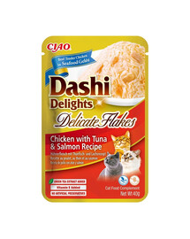 Cat Dashi Delights Delicate Flakes Kurczak, tuńczyk i łosoś 40g
