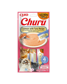 INABA Churu Cat Salmon with Tuna 4x14g krämig godbit för katt med smak av lax och tonfisk