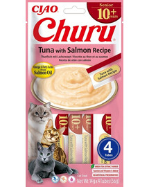 INABA Churu Cat Senior Tuna with Salmon 4x14g krämig godbit för äldre katter med smak av tonfisk och lax