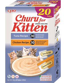 INABA Churu Cat Kitten 20x14g tonfisk och kyckling krämig godbit för kattungar