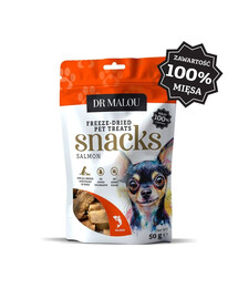 DR MALOU Köttbitar 100% frystorkat laxkött 50g godis för hundar