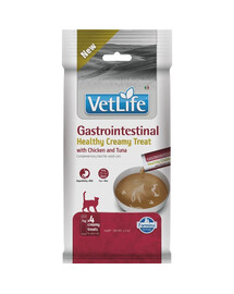 FARMINA Vet Life Cat Gastrointestinal Creamy 60 g med kyckling och tonfisk, krämig godbit för katter som stödjer korrekt matsmältning