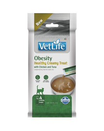 FARMINA Vet Life Cat Obesity Creamy 60 g med kyckling och tonfisk, krämigt godis för överviktiga katter