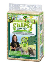 JRS Chipsi Green Apple - 60 L - Litière à base de sciure de bois tendre et parfum pomme