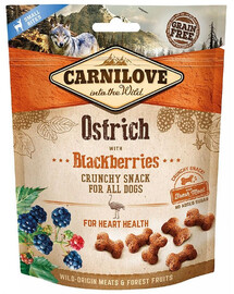 CARNILOVE Crunchy snacks friandises croustillantes à base d'autruche et de mûres 200 g