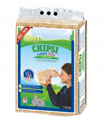 JRS Chipsi Classic Plus - 3,2 kg - Litière hygiénique en bois de conifères renforcée par un bloqueur d'odeur naturel