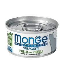 MONGE Monoprotein Cat - Pâtée monoprotéinée d'émincé de poulet aux petits pois - 80g