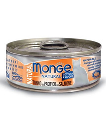 MONGE Natural Cat - Pâtée de thon du Pacifique et saumon - 80g
