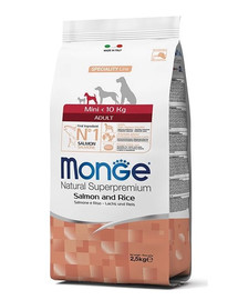MONGE Mini Croquettes pour chien Saumon avec riz 2,5 kg