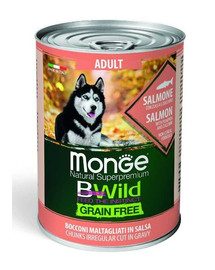 MONGE BWild Dog grain free - Pâtée de saumon en sauce sans céréales - 400g