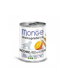 MONGE Dog Fruit Monoprotein Dinde avec Riz et Orange 400 g