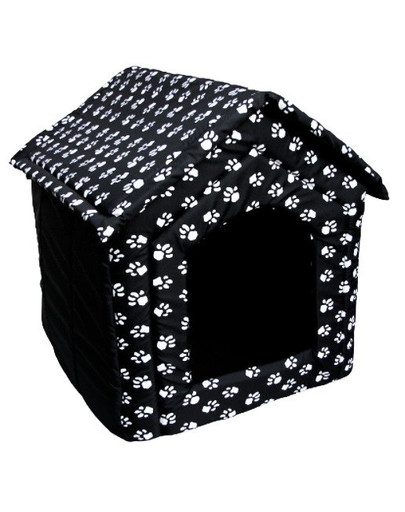 PETSBED Chenil noir avec motif de pattes 44 x 38 cm