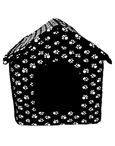 PETSBED Chenil noir avec motif de pattes 44 x 38 cm