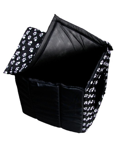 PETSBED Chenil noir avec motif de pattes 44 x 38 cm