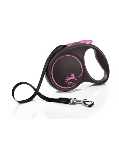 FLEXI Laisse Black Design L Sangle 5m Rose