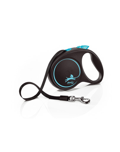 FLEXI Laisse Black Design M Sangle 5m Bleu