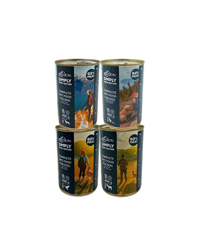 SIMPLY FROM NATURE Sélection de nourriture humide pour chiens 4 saveurs 12 x 400g