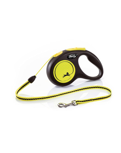 FLEXI Laisse réfléchissante New Neon S Corde 5m Jaune/Noir