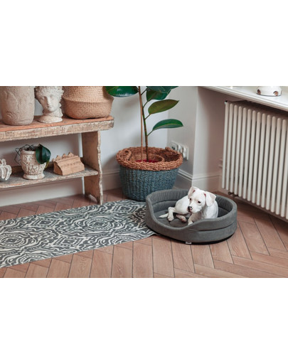 FERA Lit ovale pour chien 66x55x17 cm gris