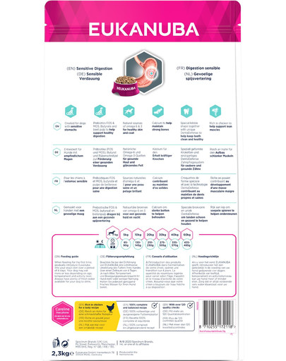 EUKANUBA Daily Care Chien Adulte Sensitive Digestion - pour chiens adultes ayant un appareil digestif sensible au Poulet - 2.3 kg