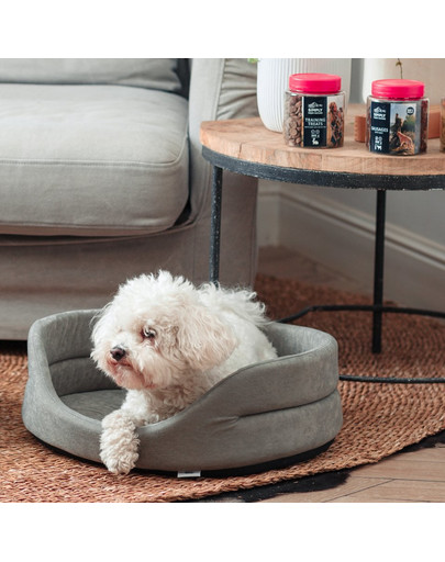 FERA Lit pour chien ovale gris 75x62x22 cm