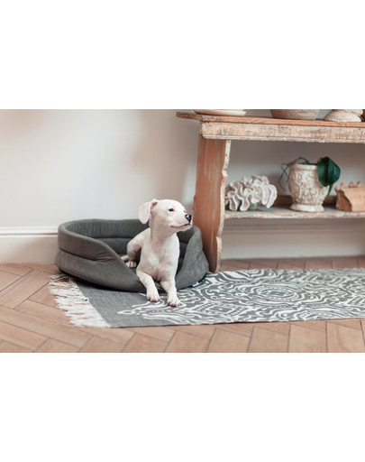 FERA Lit pour chien ovale gris 75x62x22 cm
