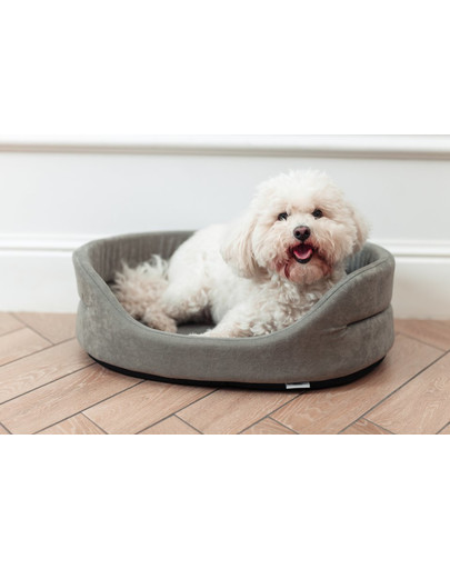 FERA Lit pour chien ovale gris 75x62x22 cm
