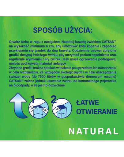CATSAN Natural 8l litière agglomérante pour chats