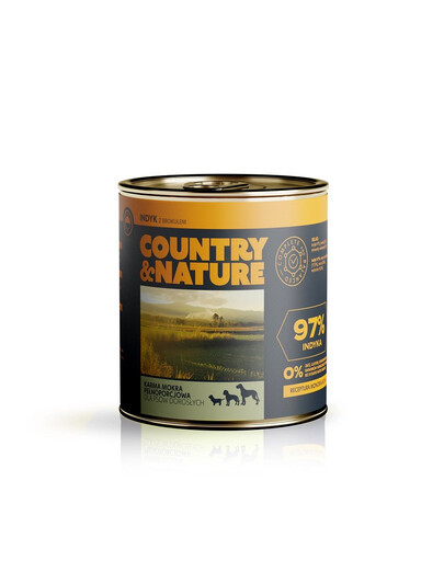 COUNTRY&NATURE Nourriture humide sans céréales dinde avec brocoli 850 g