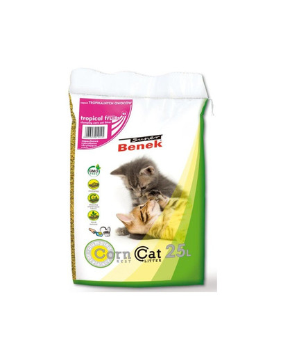 BENEK Super Corn Cat Litière de maïs Parfum Fruit tropical 25 l