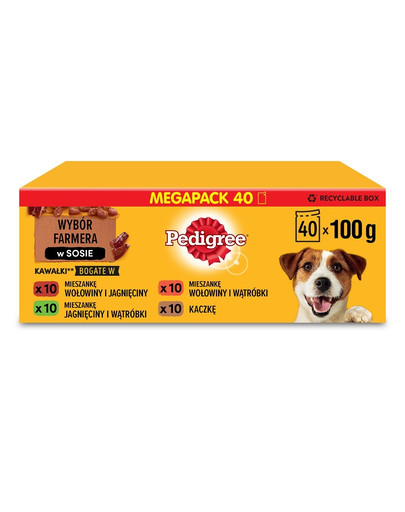 PEDIGREE Adult sachet 40x100 g Mélange de saveurs en sauce avec bœuf, agneau, foie et canard