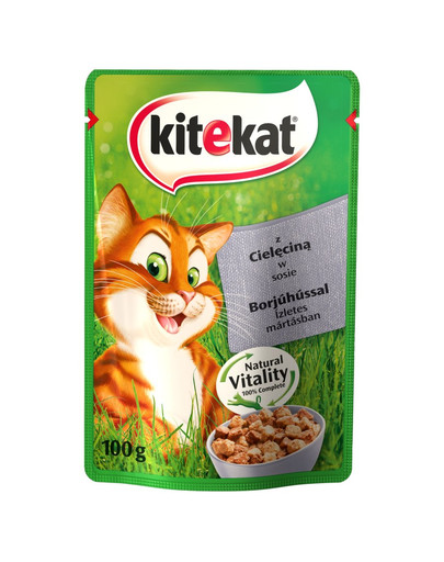 KITEKAT Croquettes pour chat Moka Veau en sauce 100g x24