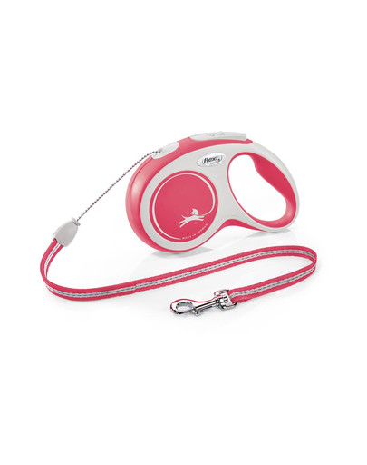 FLEXI Laisse automatique New Comfort S Corde 8m rouge avec blanc
