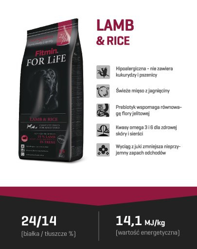 FITMIN Dog For Life Lamb & Rice 3 kg