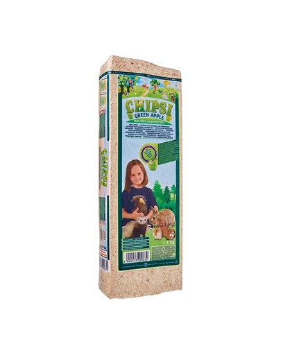 JRS Chipsi Green Apple - 1 kg - litière à base de copeaux de bois naturel et parfum pomme