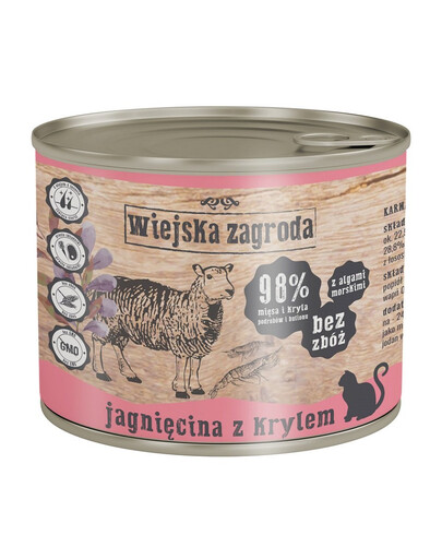 WIEJSKA ZAGRODA Adult Jagnięcina i kryl 200 g puszka dla kota